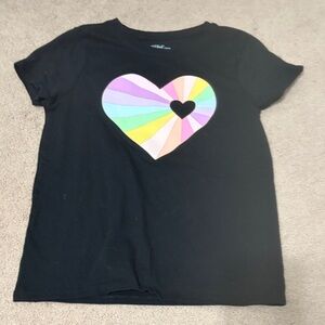 Girls size 10/12 Colorful Heart Kids Black T-Shirt